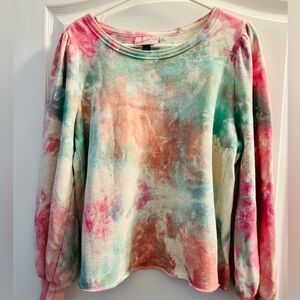 Universal Thread, Crew Neck, Tie-Dye Long Balloon Sleeve Sweater Top.